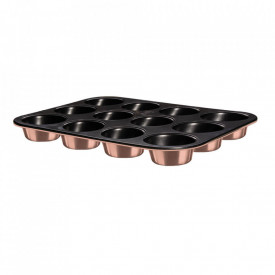 Tava pentru cuptor marmorata 12 briose 36x26.5 cm Rose Gold Metallic Collection Berlinger Haus BH 6473