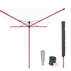 Uscator rufe exterior Brabantia Lift-O-Matic Outdoor 50m, ancora din metal, husă și geantă cu cleme, Spring Pink 1005640