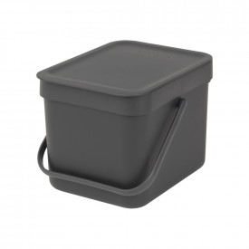 Coș de gunoi pentru colectare separată Brabantia Sort&Go 6L, Gri Inchis 648974