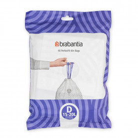 Sac de gunoi Brabantia PerfectFit Sort&Go, mărimea D, 15-20L, 40 buc, pachet 1005568