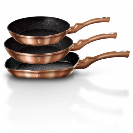 Set 3 tigai marmorate (3 straturi) Rose Gold (Cupru) Metalic Line Berlinger Haus BH 1279N