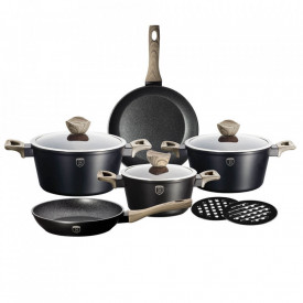 Set oale si tigai marmorate (10 piese) din aluminiu forjat Ebony Maple Collection Berlinger Haus BH 1533