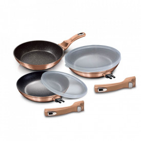 Set tigai cu maner detasabil (5 piese) Rose Gold Metallic Line BerlingerHaus BH 7054