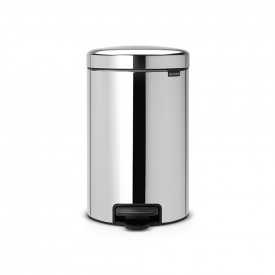 Coș de gunoi Brabantia NewIcon 12L cu pedală, Brilliant Steel, găleată metalică 649033