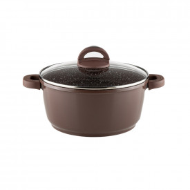 Oală cu capac Muhler Mia MR-2449M 24x11.5cm, 4.4L, ciocolatie, aluminiu turnat 1003568