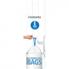 Sac de gunoi Brabantia mărimea E, 20L, 20 buc, alb 647037
