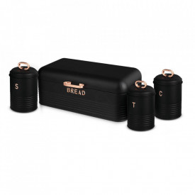 Set cutie pentru paine si recipiente pentru cafea, ceai si zahar Black Rose Collection Berlinger Haus BH 6753