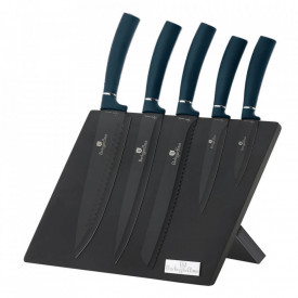 Set cutite otel inoxidabil (6 piese) cu stand magnetic Aquamarine Metalic Line Berlinger Haus BH 2517