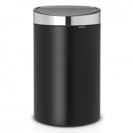 Coș de gunoi Brabantia Touch Bin New 40L, Matt Black, capac metalic 650530
