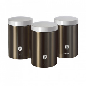 Set 3 recipiente pentru cafea, ceai si zahar Carbon Metallic Collection Berlinger Haus BH 1348