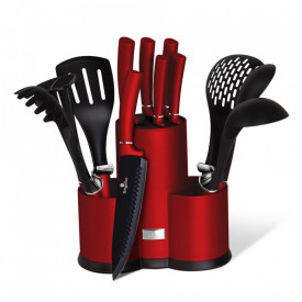 Set cutite otel inoxidabil si ustensile de bucatarie (12 piese) Burgundy Metalic Line Berlinger Haus BH 6248