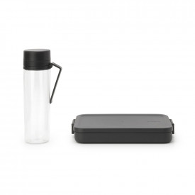 Set masa Brabantia Make&Take 2 bucati, Gri Inchis, sticla si cutie lunchbox 1006307