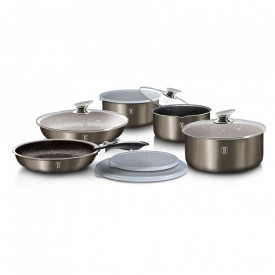 Set oale si tigai marmorate cu maner detasabil (12 piese) din aluminiu forjat Carbon Metallic Line Berlinger Haus BH 1686