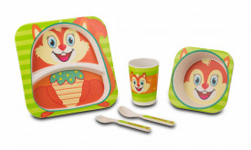 Set serviciu masa copii Veverita farfurie, bol, cana, tacamuri NV 187 011