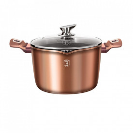 Oala cu capac pentru paste si orez 24 cm Rose Gold (Cupru) Metallic Line Berlinger Haus BH 1520N
