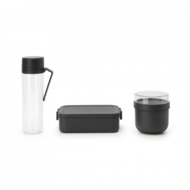 Set mic dejun Brabantia Make&Take 3 piese, Gri Inchis, sticla, bol, cutie 1006308