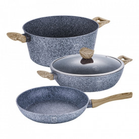 Set oale si tigai marmorate (4 piese) din aluminiu forjat Forest Light Brown Line Berlinger Haus BH 1571