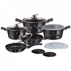 Set oale, tigai marmorate (13 piese) din aluminiu forjat Carbon Pro Metallic Line Berlinger Haus BH 6886