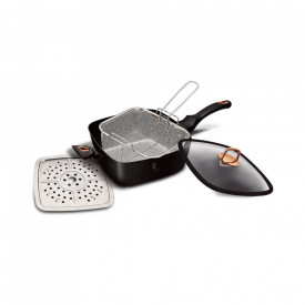 Tigaie multifunctionala patrata 4-in-1 (Fryer) Black Rose Collection BerlingerHaus BH 6792