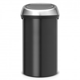 Coș de gunoi Brabantia Touch Bin 60L, Matt Black, capac metalic 647251