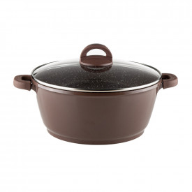 Oală cu capac Muhler Mia MR-2849M 28x12.6cm, 6.2L, ciocolatie, aluminiu turnat 1003569