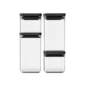 Set borcane Brabantia Tasty+ 4 buc (2x0.7L si 2x1.6L), Capac Gri Inchis 1001174