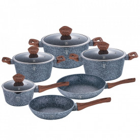 Set oale si tigai marmorate (10 piese) din aluminiu forjat Forest Line Berlinger Haus BH 1212