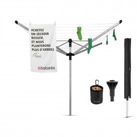 Uscator rufe exterior Brabantia Lift-O-Matic Advance 60m, ancora betonare, carcasa, geanta pentru cleme 90300255