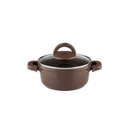 Oală cu capac Muhler Mia MR-1649M 16x7.5cm, 1.2L, ciocolatie, aluminiu turnat 1004658