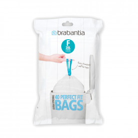 Sac de gunoi Brabantia mărimea F (Slimline), 20L, 40 buc, alb 647066