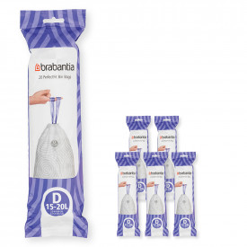 Sac de gunoi Brabantia PerfectFit Sort&Go/încorporat mărimea D, 15-20L, 120 buc, cutie 1005569