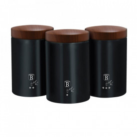 Set 3 recipiente pentru cafea, ceai si zahar Ebony Rosewood Collection Berlinger Haus BH 6454