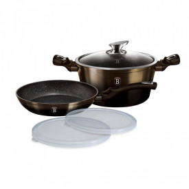 Set oale si tigai (5 piese) Metallic Line Shiny Black Edition BerlingerHaus BH 6616