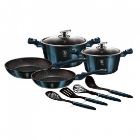 Set oale si tigai marmorate (10 piese) din aluminiu forjat Aquamarine Metalic Line Berlinger Haus BH 6143