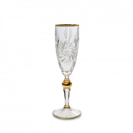 Set pahare de șampanie Bohemia 1845 Pinwheel Mat Cut and Gold 180ml, 6 buc. 1005738
