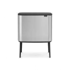 Coș de gunoi Brabantia Bo Touch 11/23L, oțel mat, rezistent la amprentă 651115