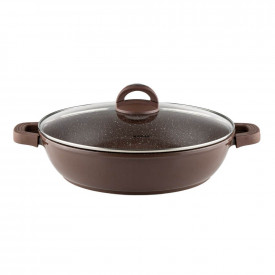 Cratiță cu capac Muhler Mia MR-3275M 32x7.5cm, 4.3L, ciocolatie, aluminiu turnat 1004659