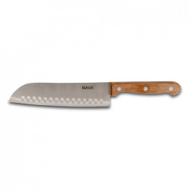 Cutit Santoku 17.5 cm din otel inoxidabil cu maner din lemn Terrestrial NAVA NV 058 053