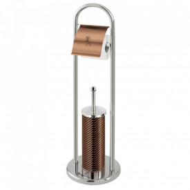 Perie toaleta cu suport pentru hartie Rose Gold Metallic Line BerlingerHaus BH 6549