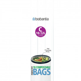 Sac de gunoi Brabantia marimea C, 10-12L, 10 bucati, verde, biodegradabil 647031