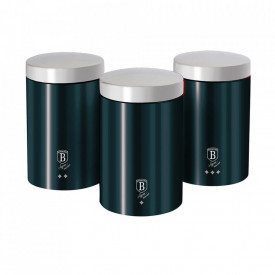 Set 3 recipiente pentru cafea, ceai si zahar Aquamarine Metallic Collection Berlinger Haus BH 6271