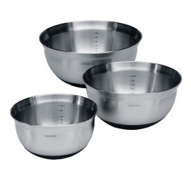 Set Boluri de amestec Brabantia Profile 1L+1.6L+3L, Oțel Mat/Negru, 3 buc 646899