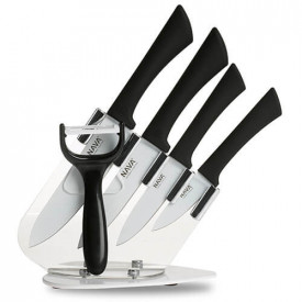 Set cutite (6 piese) din otel inoxidabil cu invelis ceramic si suport acrilic Misty NAVA NV 054 119