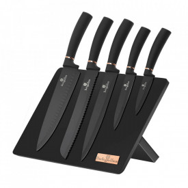 Set cutite otel inoxidabil (6 piese) cu stand magnetic Black Rose Collection Berlinger Haus BH 2407