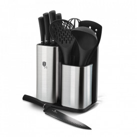 Set cutite otel inoxidabil in suport cu tocator (12 piese) Black Royal Collection Berlinger Haus BH 6247