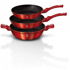 Set tigai marmorate (3 piese) din aluminiu forjat Burgundy Metalic Line Berlinger Haus BH 1290N