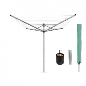 Uscator rufe exterior Brabantia Lift-O-Matic 50m, ancora metalica pentru beton, carcasa, geanta cu cleme, Gri metalic 1003466