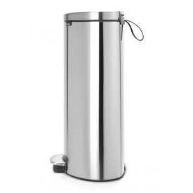 Coș de gunoi cu pedală Brabantia FlatBack+ 30L, oțel mat, rezistent la amprentă 647079