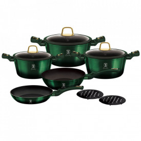 Set oale si tigai marmorate (10 piese) din aluminiu forjat Emerald Line Collection Berlinger Haus BH 6065