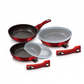 Set tigai cu maner detasabil (5 piese) Burgundy Metallic Line BerlingerHaus BH 7053